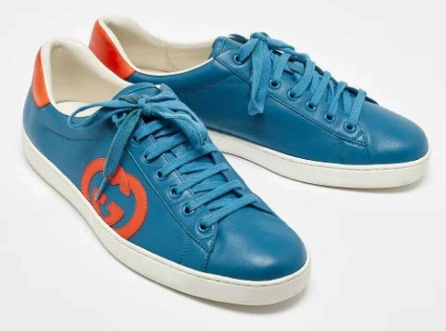 Gucci Vintage Pre-owned Leather sneakers Blue Heren