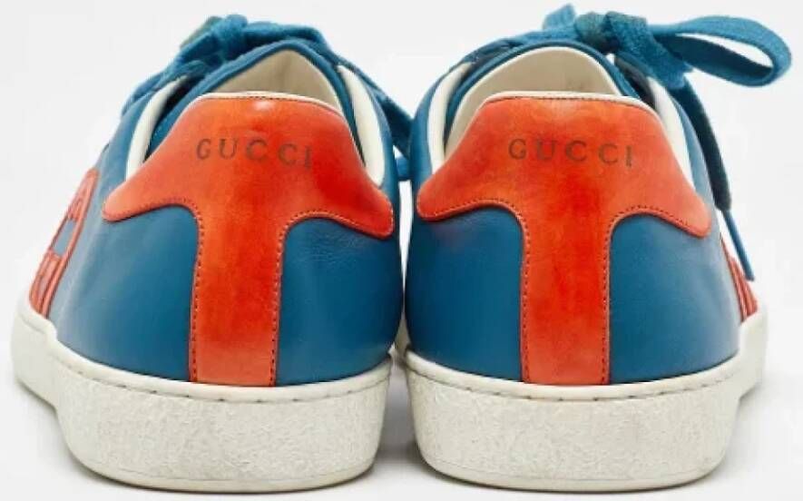 Gucci Vintage Pre-owned Leather sneakers Blue Heren