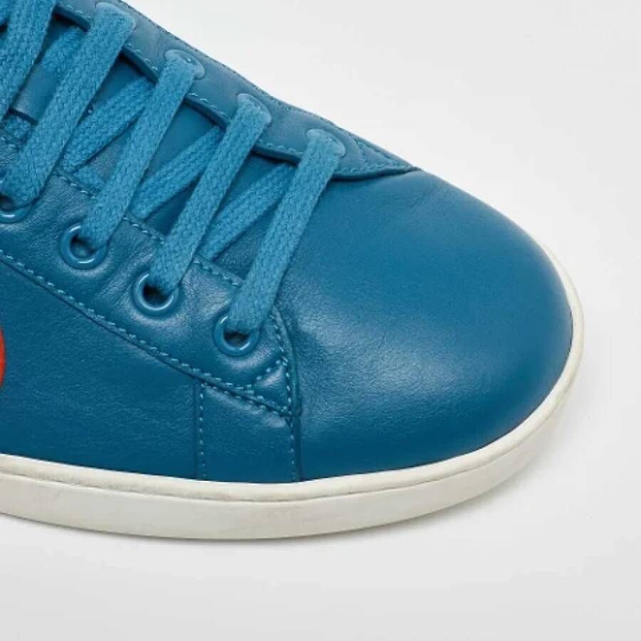 Gucci Vintage Pre-owned Leather sneakers Blue Heren