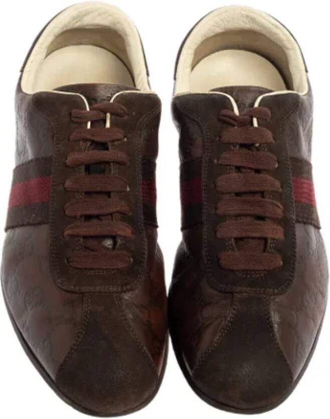 Gucci Vintage Pre-owned Leather sneakers Brown Dames