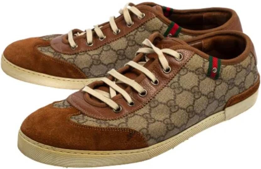 Gucci Vintage Pre-owned Leather sneakers Brown Dames