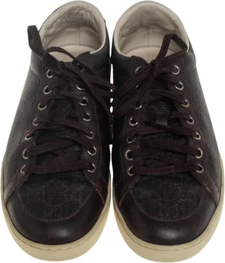 Gucci Vintage Pre-owned Leather sneakers Brown Dames