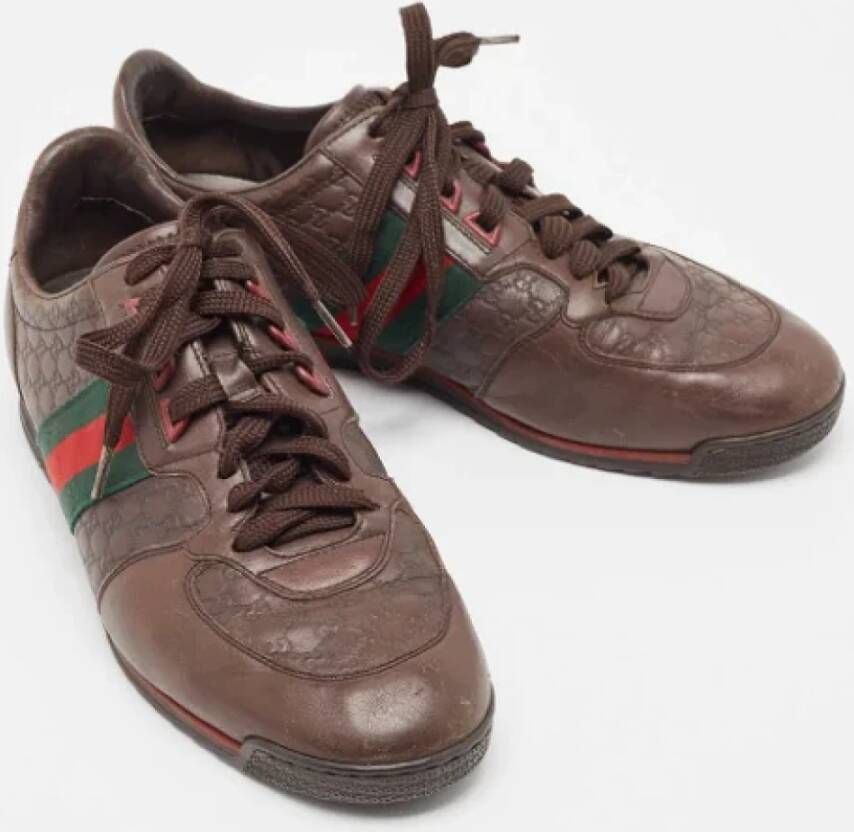 Gucci Vintage Pre-owned Leather sneakers Brown Dames