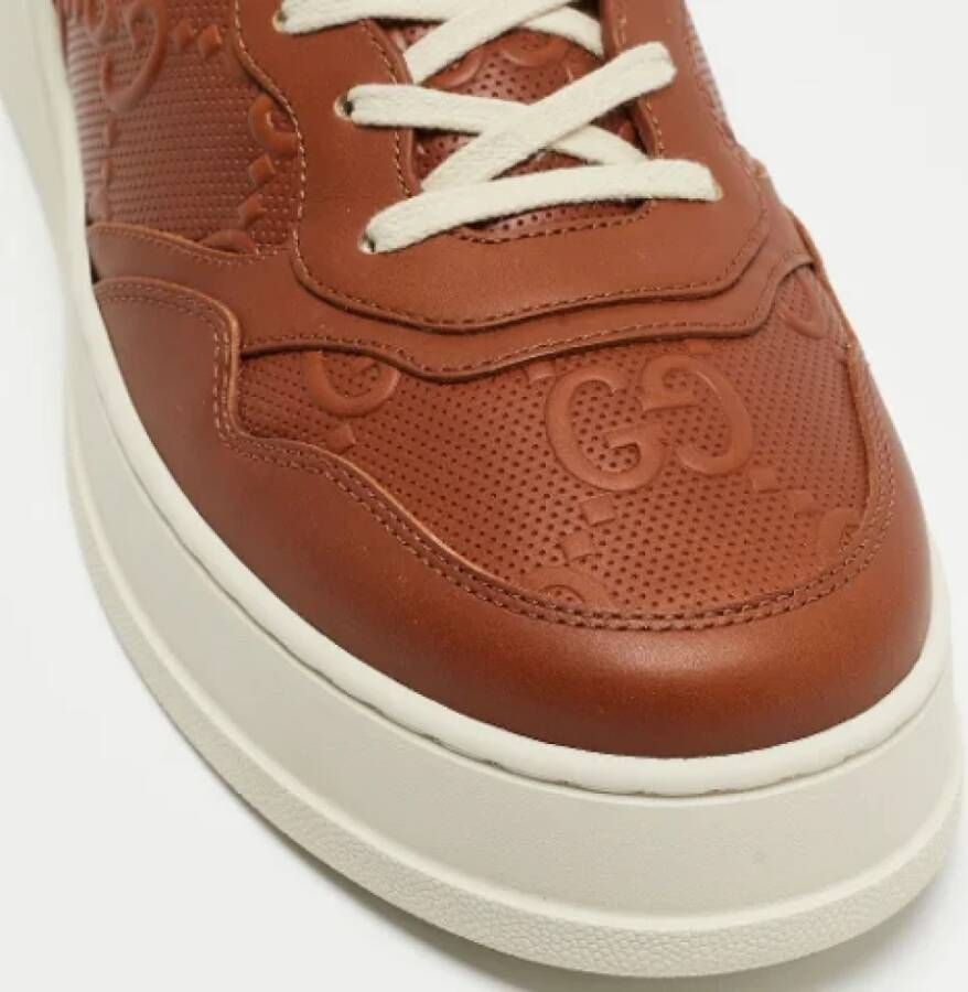 Gucci Vintage Pre-owned Leather sneakers Brown Heren