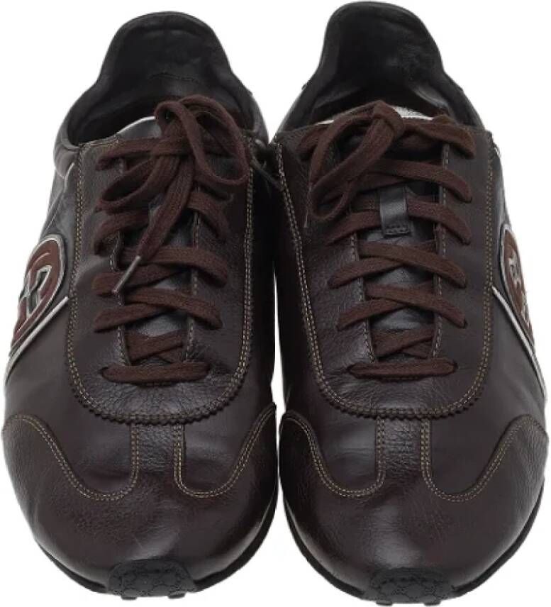 Gucci Vintage Pre-owned Leather sneakers Brown Heren