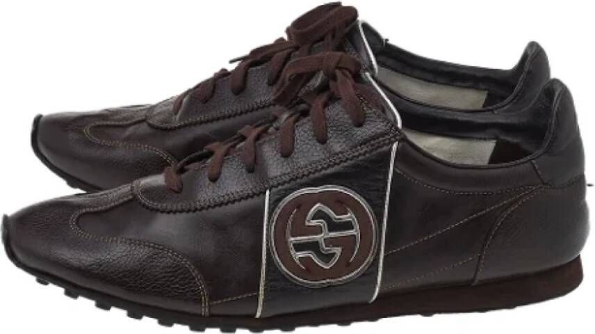 Gucci Vintage Pre-owned Leather sneakers Brown Heren