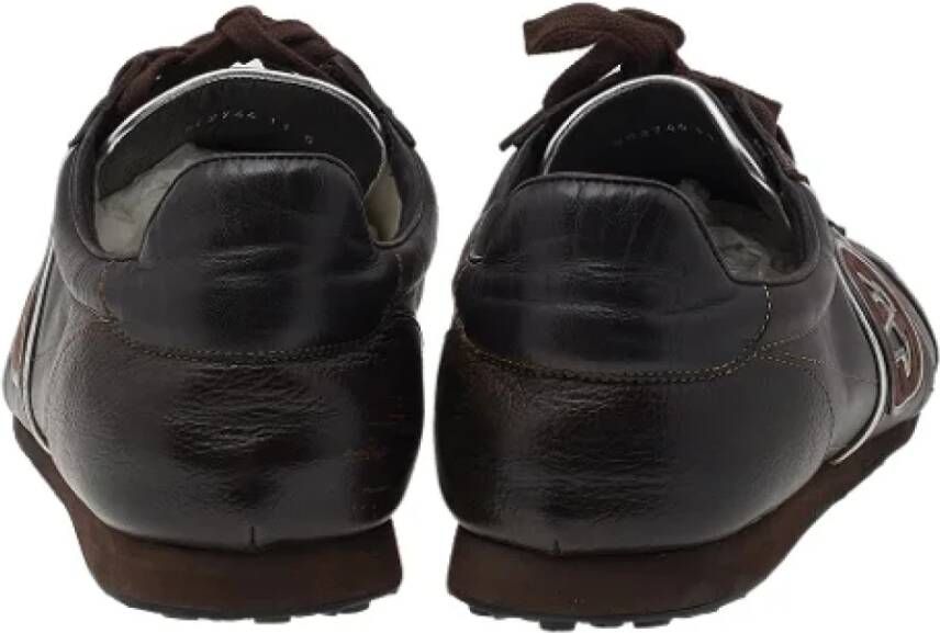 Gucci Vintage Pre-owned Leather sneakers Brown Heren
