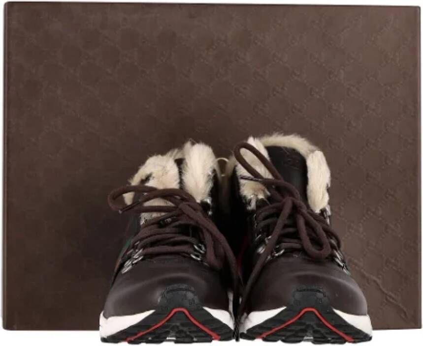 Gucci Vintage Pre-owned Leather sneakers Brown Heren
