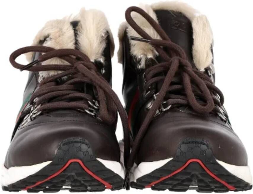Gucci Vintage Pre-owned Leather sneakers Brown Heren