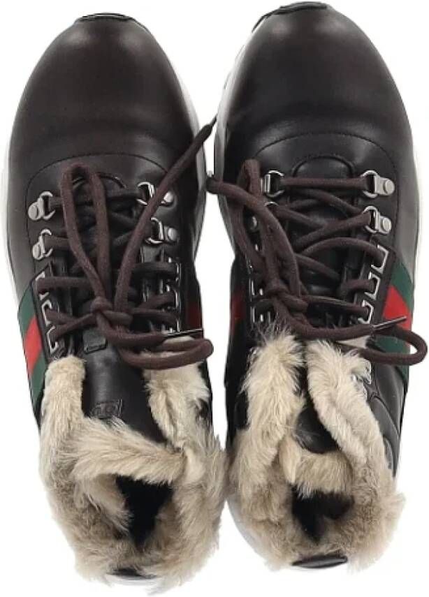 Gucci Vintage Pre-owned Leather sneakers Brown Heren
