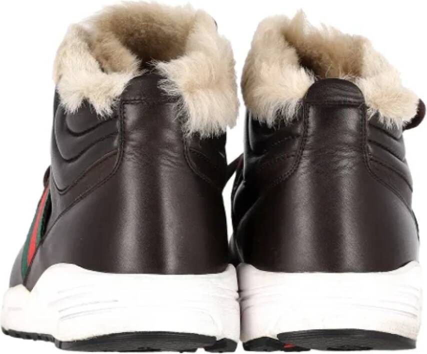 Gucci Vintage Pre-owned Leather sneakers Brown Heren