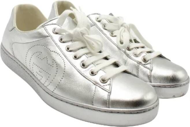 Gucci Vintage Pre-owned Leather sneakers Gray Heren