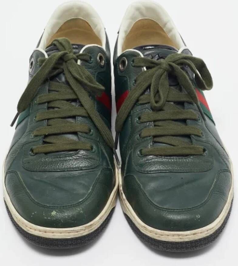 Gucci Vintage Pre-owned Leather sneakers Green Heren