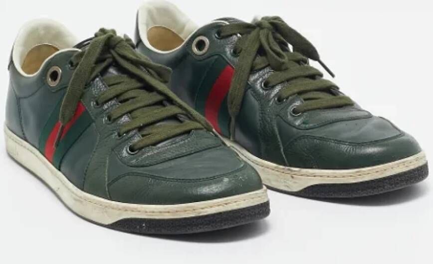 Gucci Vintage Pre-owned Leather sneakers Green Heren