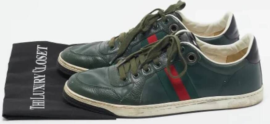 Gucci Vintage Pre-owned Leather sneakers Green Heren