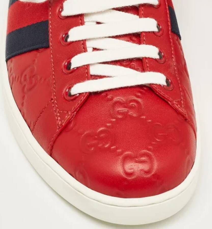 Gucci Vintage Pre-owned Leather sneakers Red Dames