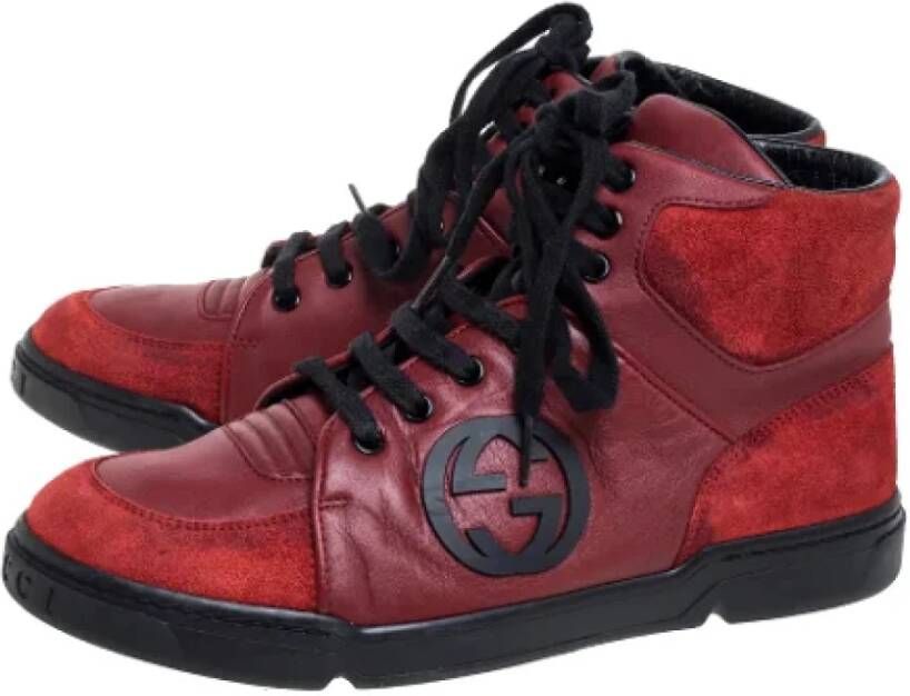 Gucci Vintage Pre-owned Leather sneakers Red Dames