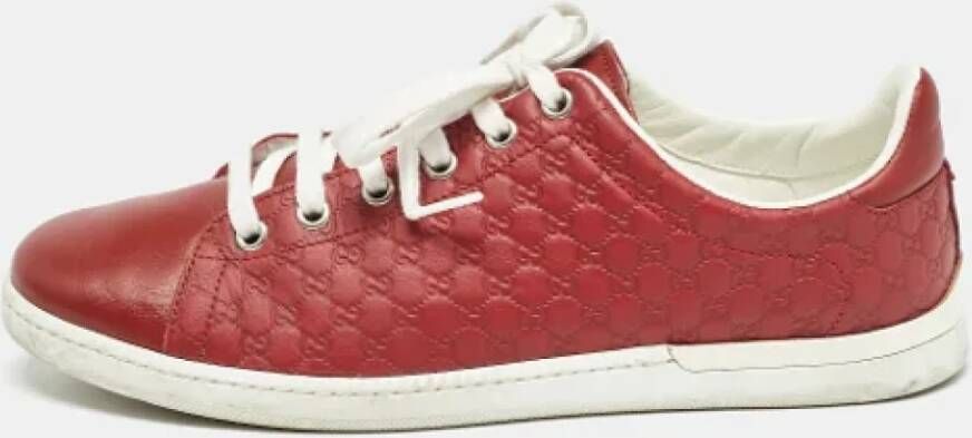 Gucci Vintage Pre-owned Leather sneakers Red Dames