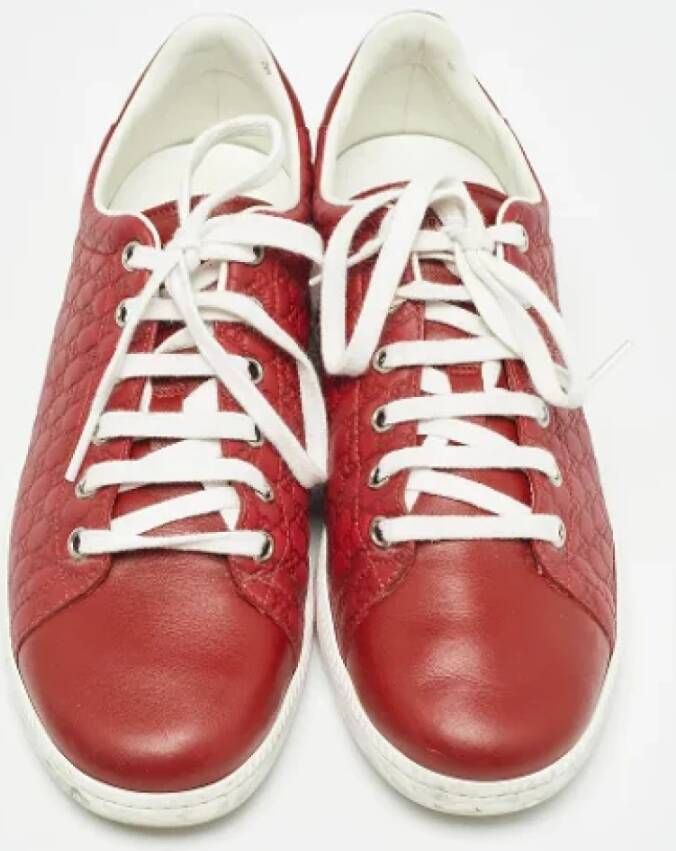 Gucci Vintage Pre-owned Leather sneakers Red Dames