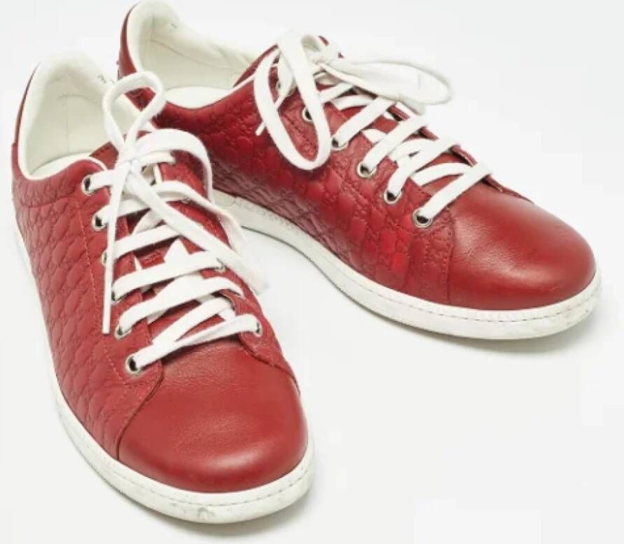 Gucci Vintage Pre-owned Leather sneakers Red Dames