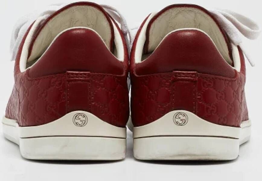 Gucci Vintage Pre-owned Leather sneakers Red Dames