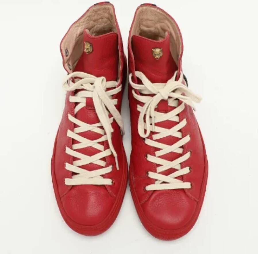 Gucci Vintage Pre-owned Leather sneakers Red Heren
