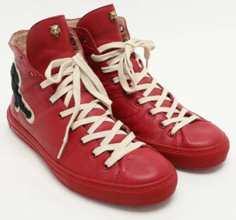 Gucci Vintage Pre-owned Leather sneakers Red Heren