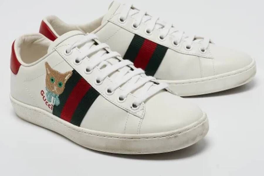 Gucci Vintage Pre-owned Leather sneakers White Dames