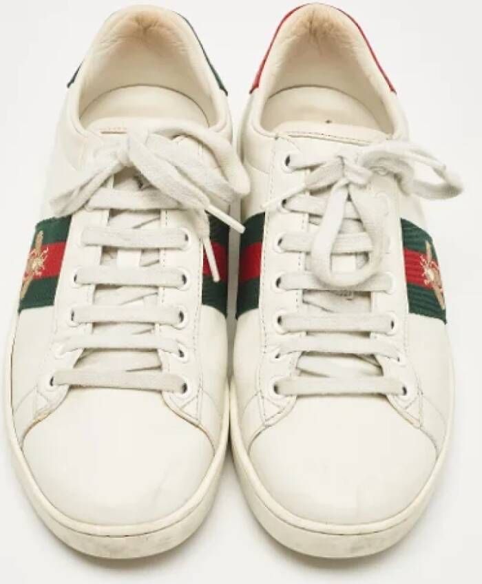 Gucci Vintage Pre-owned Leather sneakers White Dames