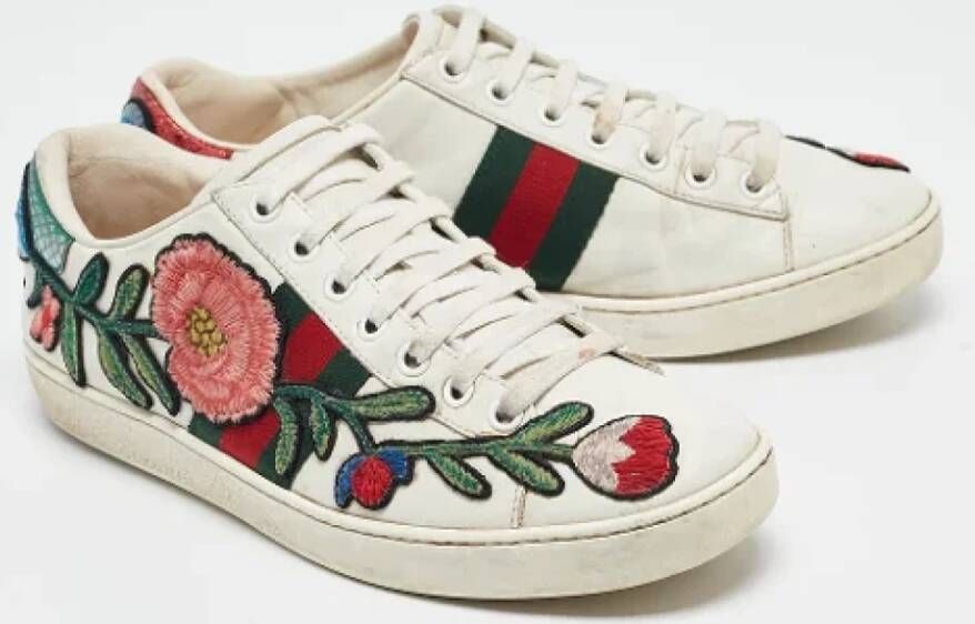 Gucci Vintage Pre-owned Leather sneakers White Dames