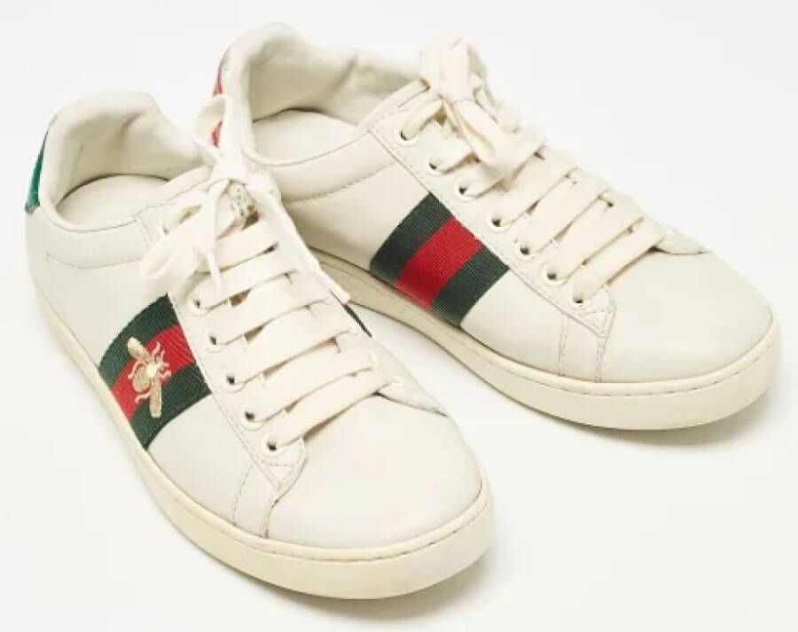 Gucci Vintage Pre-owned Leather sneakers White Dames