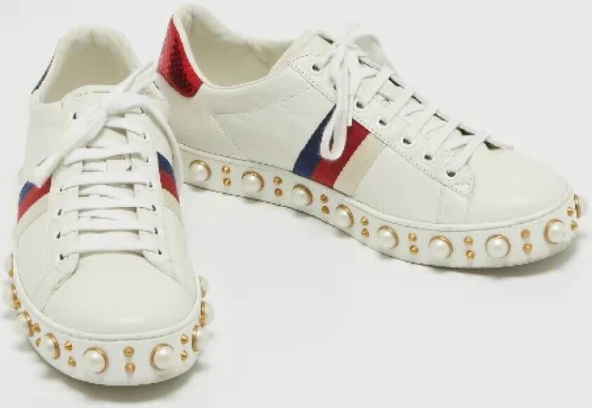 Gucci Vintage Pre-owned Leather sneakers White Dames