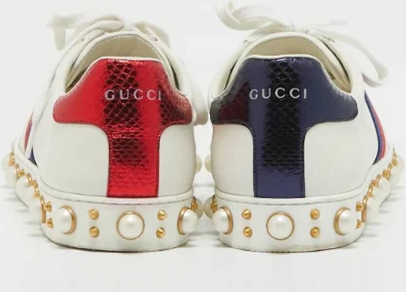 Gucci Vintage Pre-owned Leather sneakers White Dames