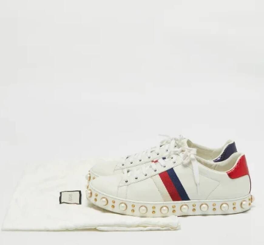 Gucci Vintage Pre-owned Leather sneakers White Dames