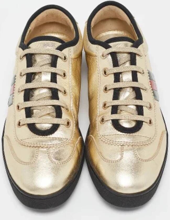 Gucci Vintage Pre-owned Leather sneakers Yellow Dames