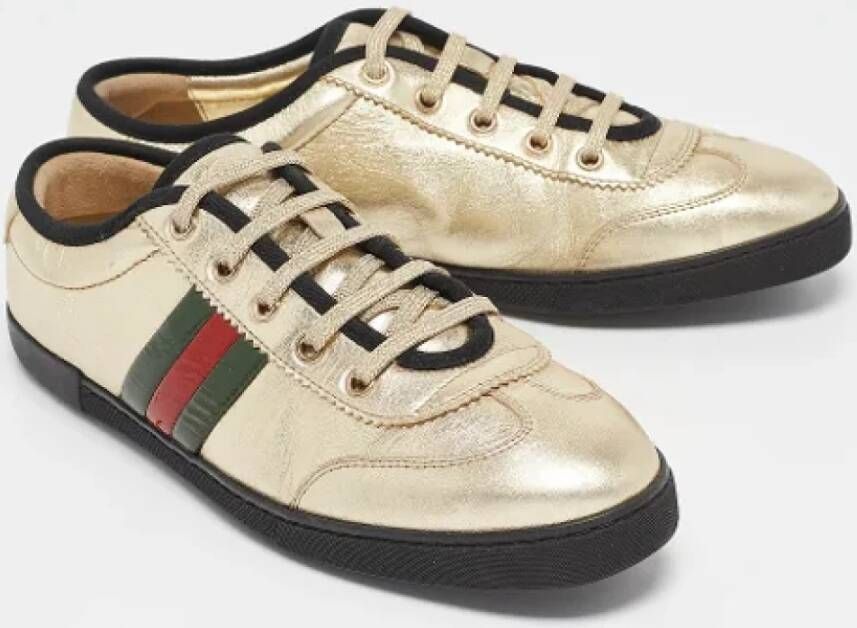 Gucci Vintage Pre-owned Leather sneakers Yellow Dames