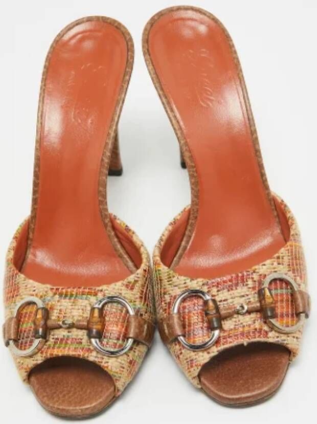 Gucci Vintage Pre-owned Raffia sandals Brown Dames