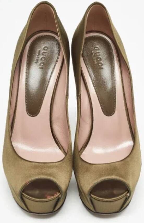 Gucci Vintage Pre-owned Satin heels Green Dames