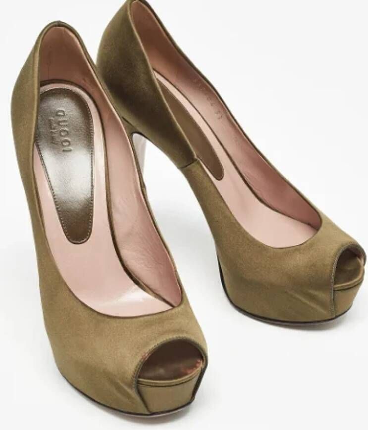 Gucci Vintage Pre-owned Satin heels Green Dames