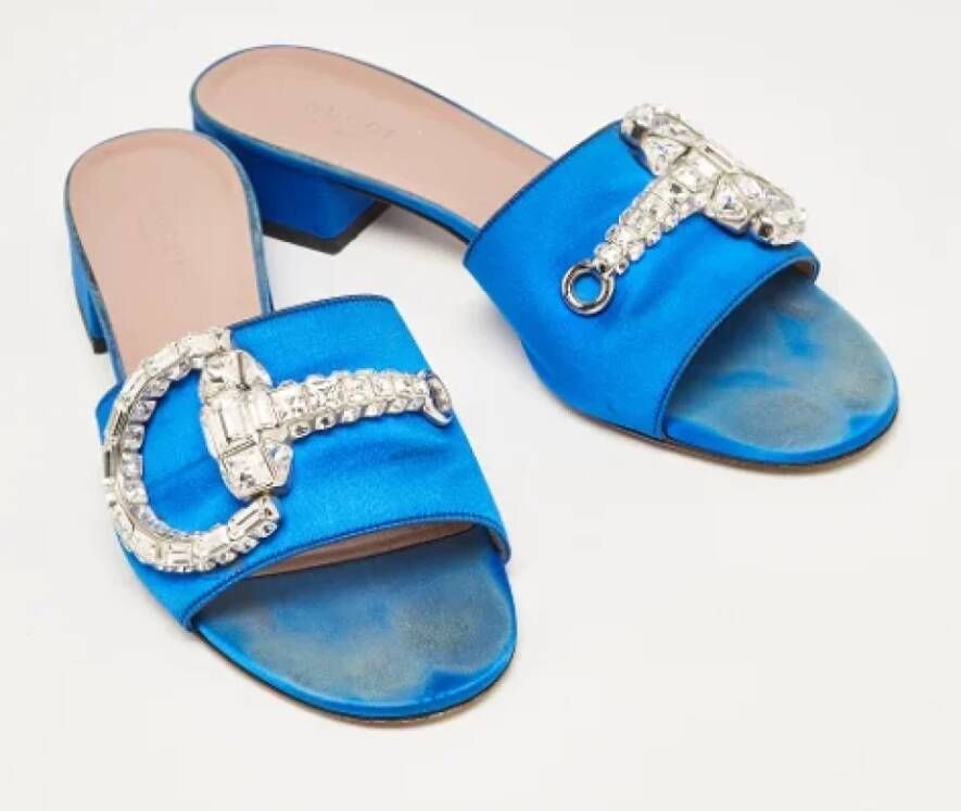 Gucci Vintage Pre-owned Satin sandals Blue Dames