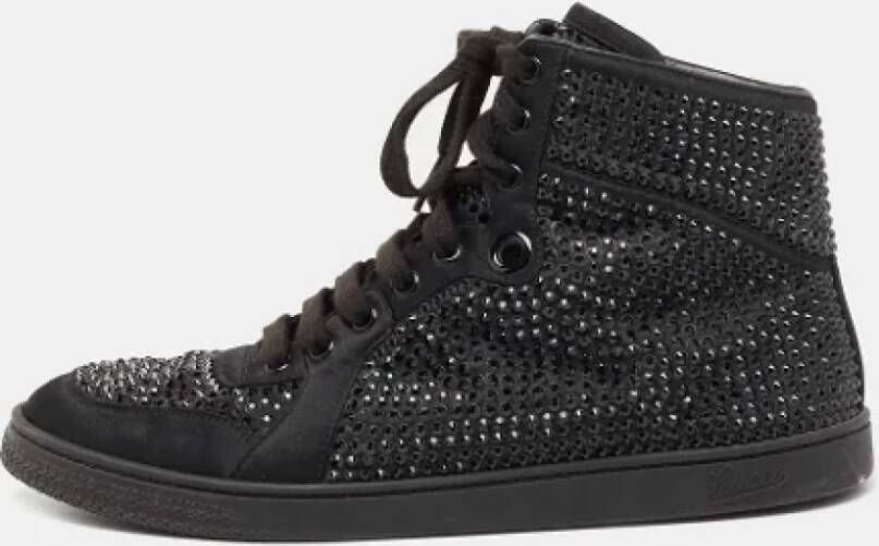 Gucci Vintage Pre-owned Satin sneakers Black Dames