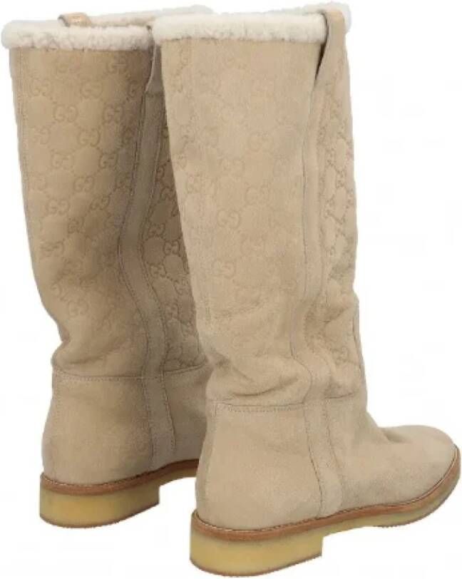 Gucci Vintage Pre-owned Suede boots Beige Dames