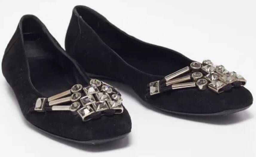 Gucci Vintage Pre-owned Suede flats Black Dames