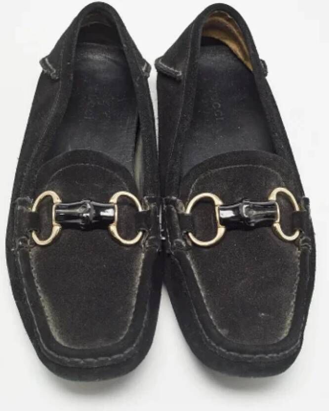 Gucci Vintage Pre-owned Suede flats Black Dames