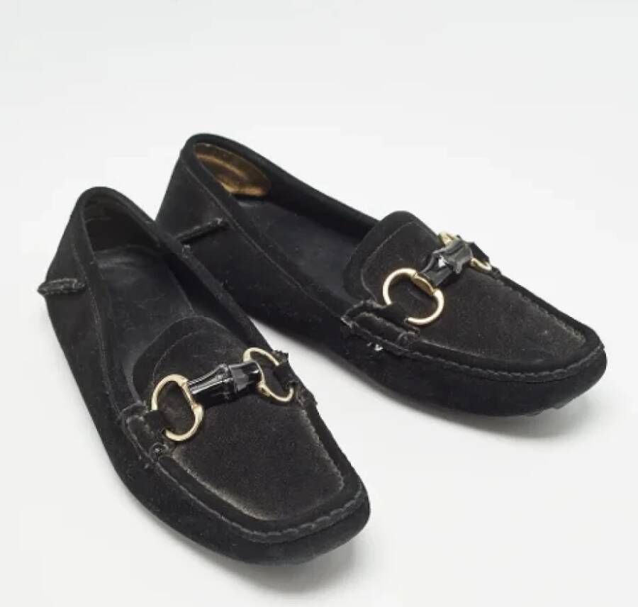 Gucci Vintage Pre-owned Suede flats Black Dames