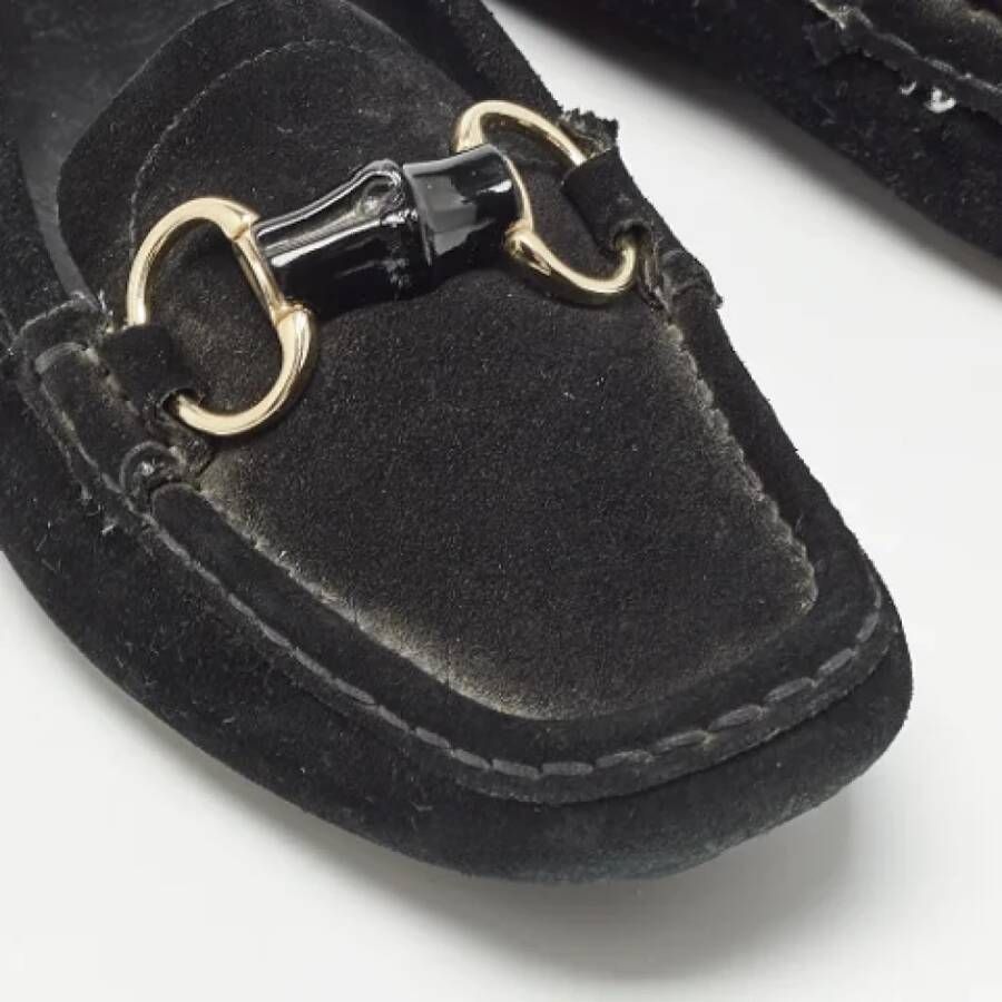 Gucci Vintage Pre-owned Suede flats Black Dames