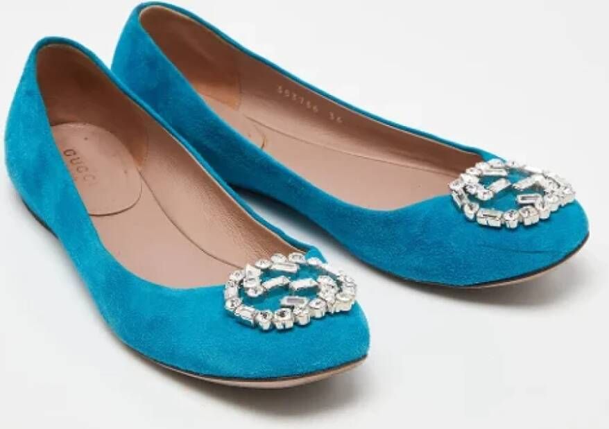 Gucci Vintage Pre-owned Suede flats Blue Dames