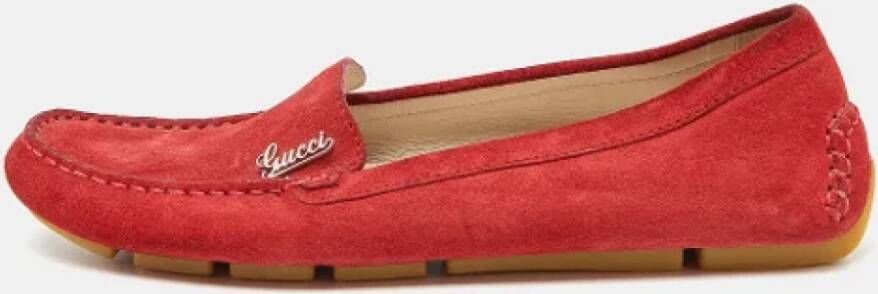 Gucci Vintage Pre-owned Suede flats Red Dames