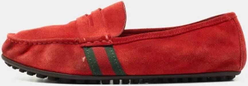 Gucci Vintage Pre-owned Suede flats Red Dames
