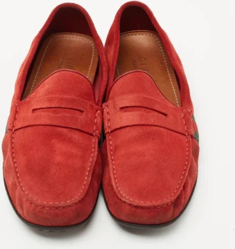 Gucci Vintage Pre-owned Suede flats Red Dames